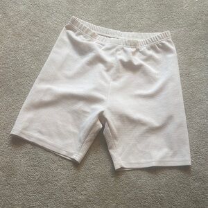 White Textured Shorts